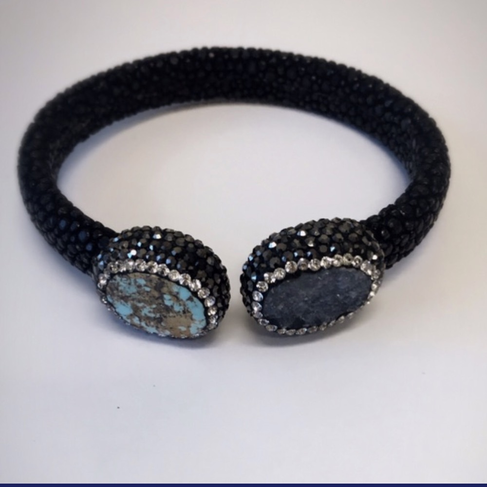 Stingray leather cuff bracelet swarovski elements